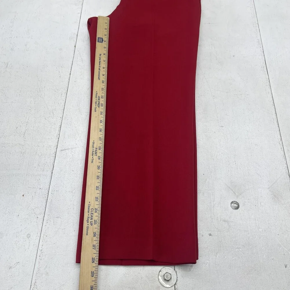 Kasper Dress Pants Womens 14P Red Crepe Wide Leg Zip Pockets Stretch Work Office - Picture 8 of 10